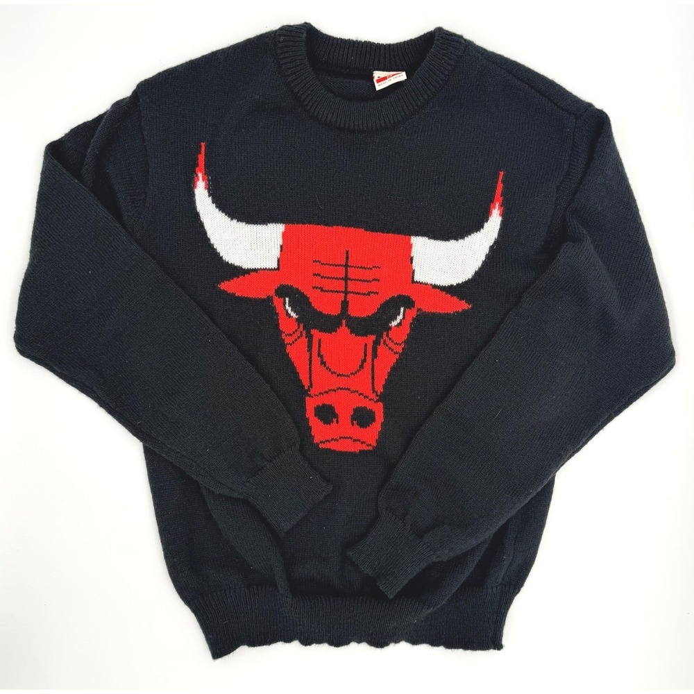 Ultra Game NBA Chicago‎ Bulls Knit Sweater Black Red White Logo XS Womens